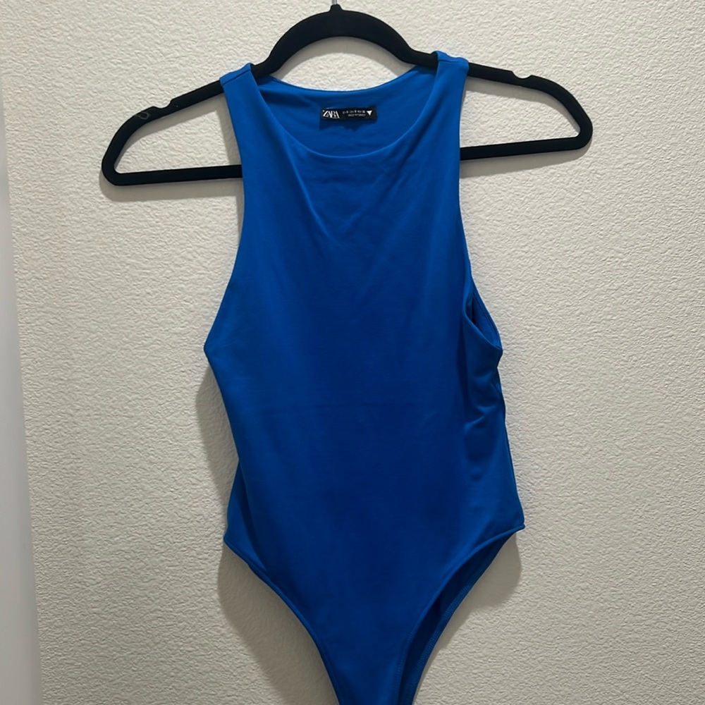Zara High Neck Bodysuit Blue